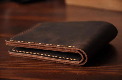 Handmade Vintage Crazy Horse Genuine Leather Wallet for Men