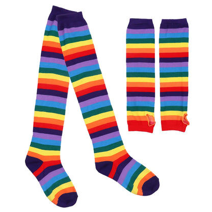 Women Colorful Rainbow Striped Stockings