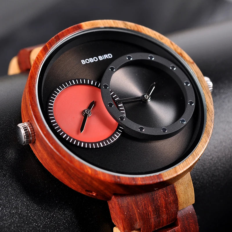 Wooden Quartz Watch – Dual Time Zone