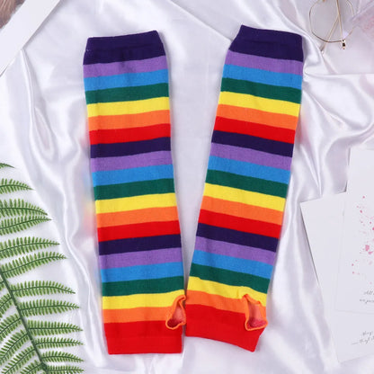 Women Colorful Rainbow Striped Stockings