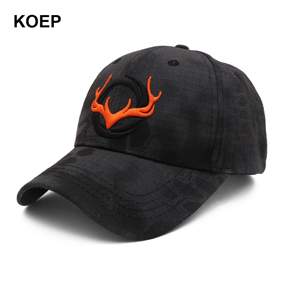 KOEP New Camo Baseball Cap for Men - Outdoor Fishing & Hunting Hat with 3D Deer Head Design