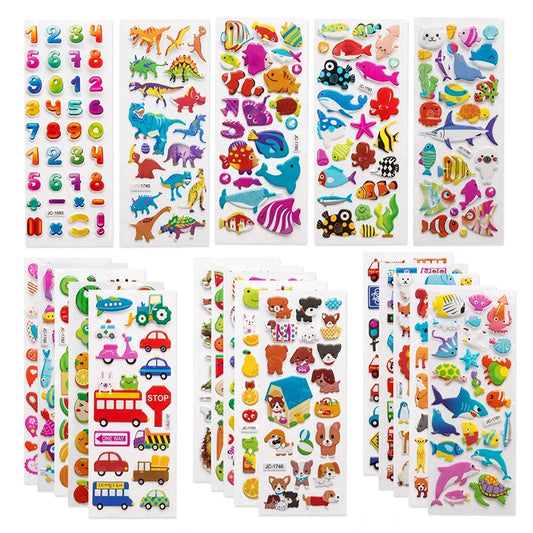 3D Stickers for Kids – 20 Sheets of Puffy Cartoon Educational Stickers