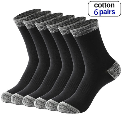 6 Pairs Black Leisure & Business Crew Socks – Comfortable Cotton