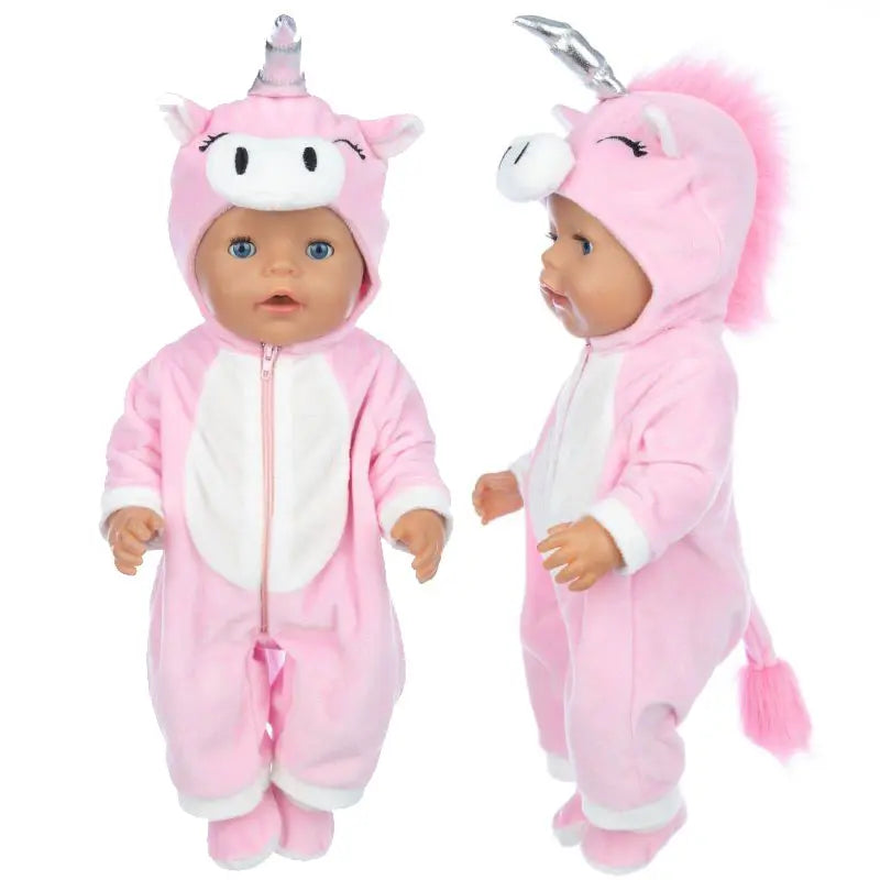 Animal Jumpsuits for 43cm Baby Dolls & 17-Inch Born Babies