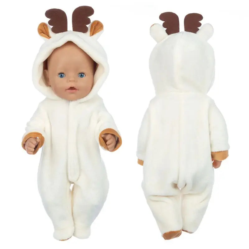 Animal Jumpsuits for 43cm Baby Dolls & 17-Inch Born Babies