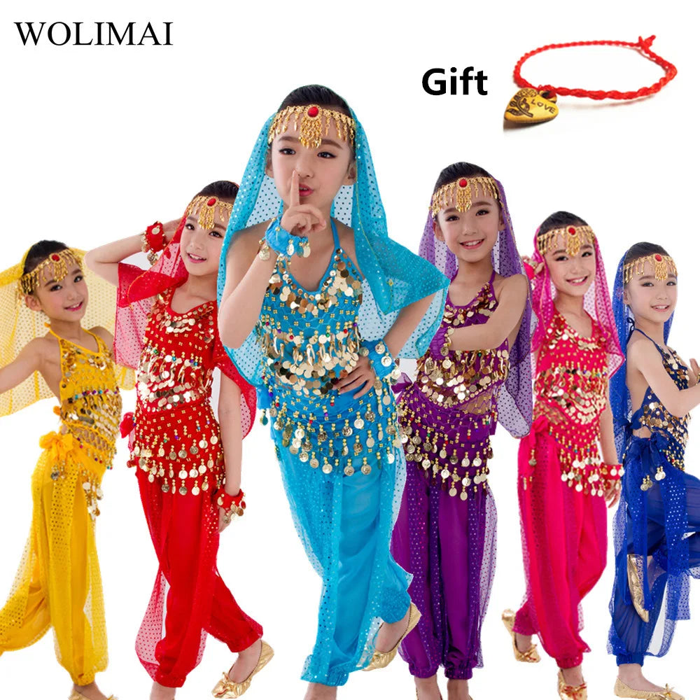 Kids Belly Dance Costume Set - Indian Belly Dance Outfit in 6 Colors