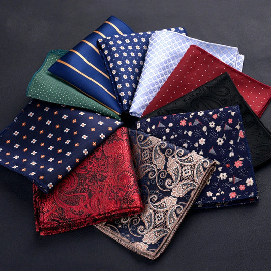 Luxury Embroidered Men’s Neck Tie and Handkerchief Set - Red Paisley Striped Pocket Square