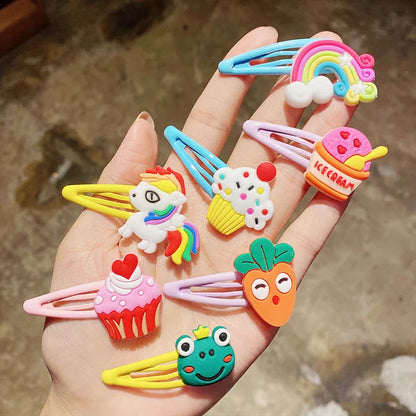 10 pcs Cute Cartoon Ice Cream Unicorn Hairpins – Kids Hair Clips & Barrettes