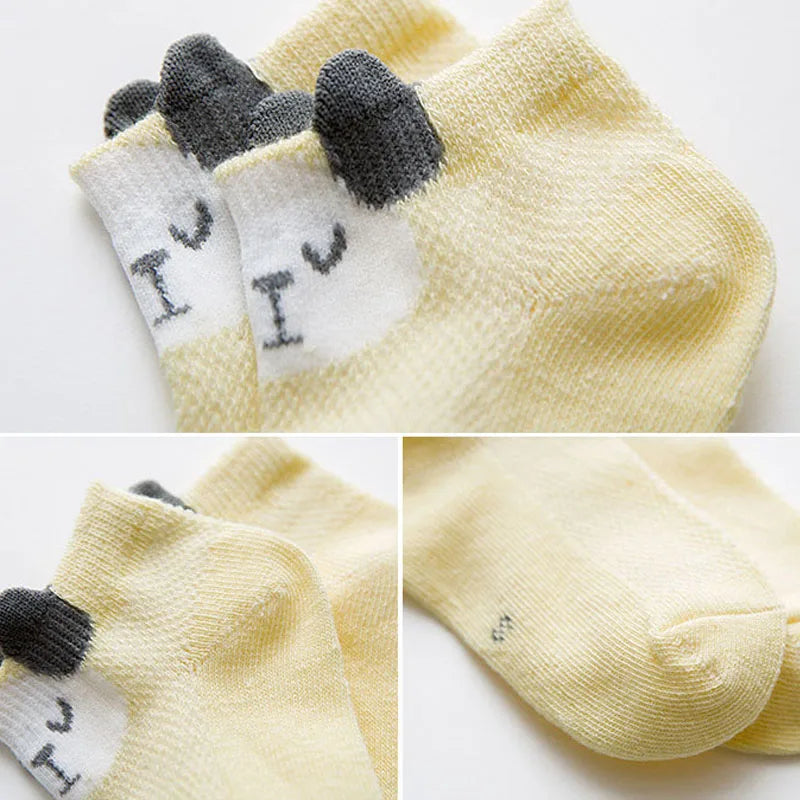 5 Pairs Infant Soft Cotton Mesh Short Socks – Breathable