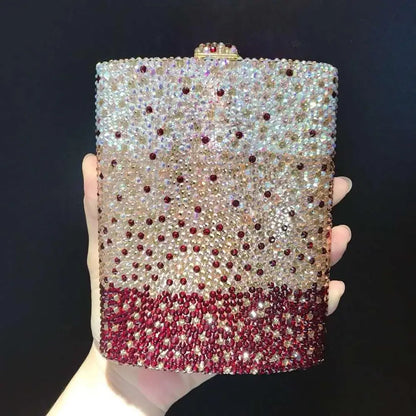 Metallic Hard Clutch Bag with Elegant Diamond Accents