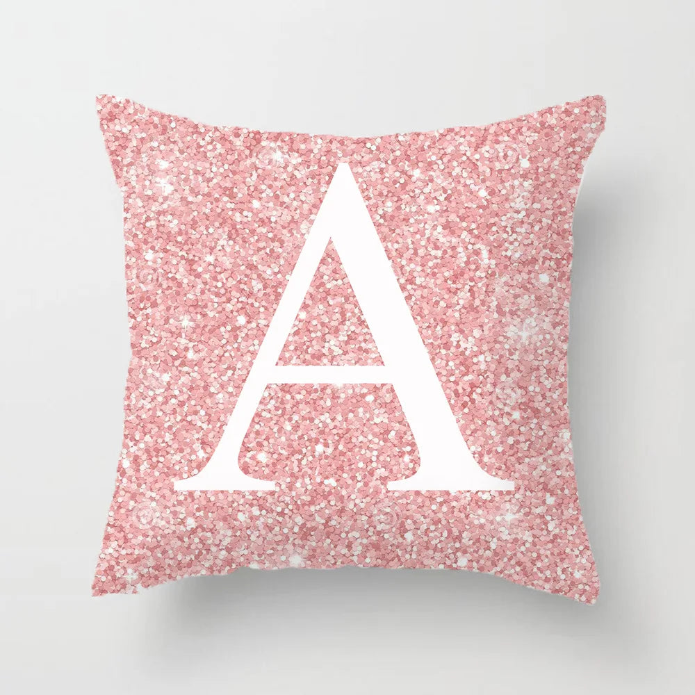 45x45cm Pink Bling Letter Sofa Pillow Case