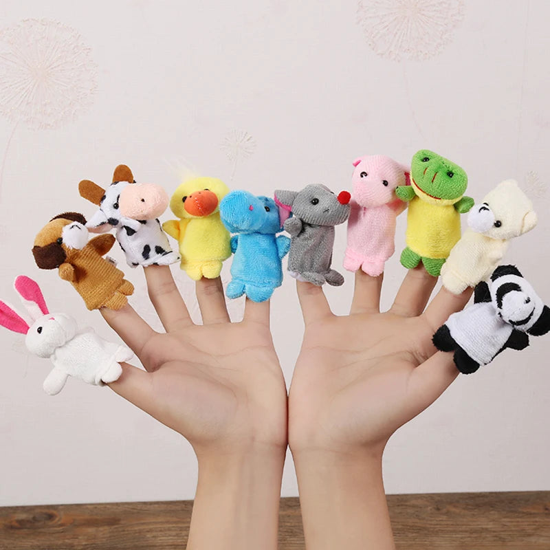 Baby Plush Cartoon Animal Family Finger Puppets