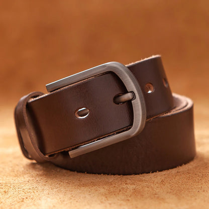 Top Cow Genuine Leather Vintage Brown Cowboy Belt for Men