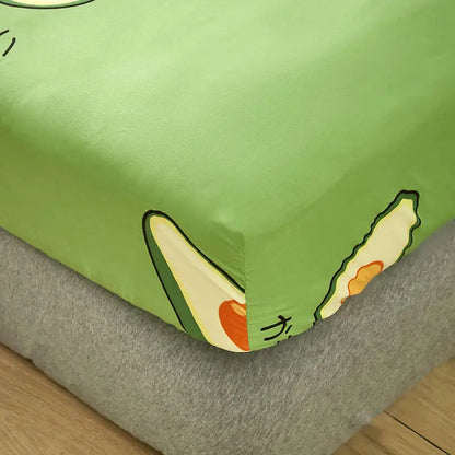 King Size Elastic Bed Cover | Avocado Pattern Fitted Sheet for Stylish Bedding