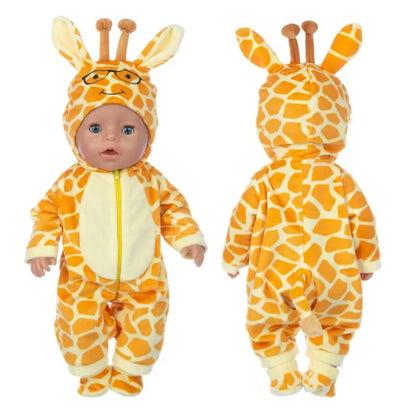 Animal Jumpsuits for 43cm Baby Dolls & 17-Inch Born Babies