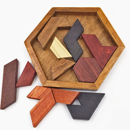 Hexagonal Wooden Puzzles - Educational IQ Brain Teaser