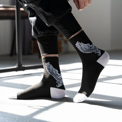 Men White Black Short Funny Animal Skateboard Socks