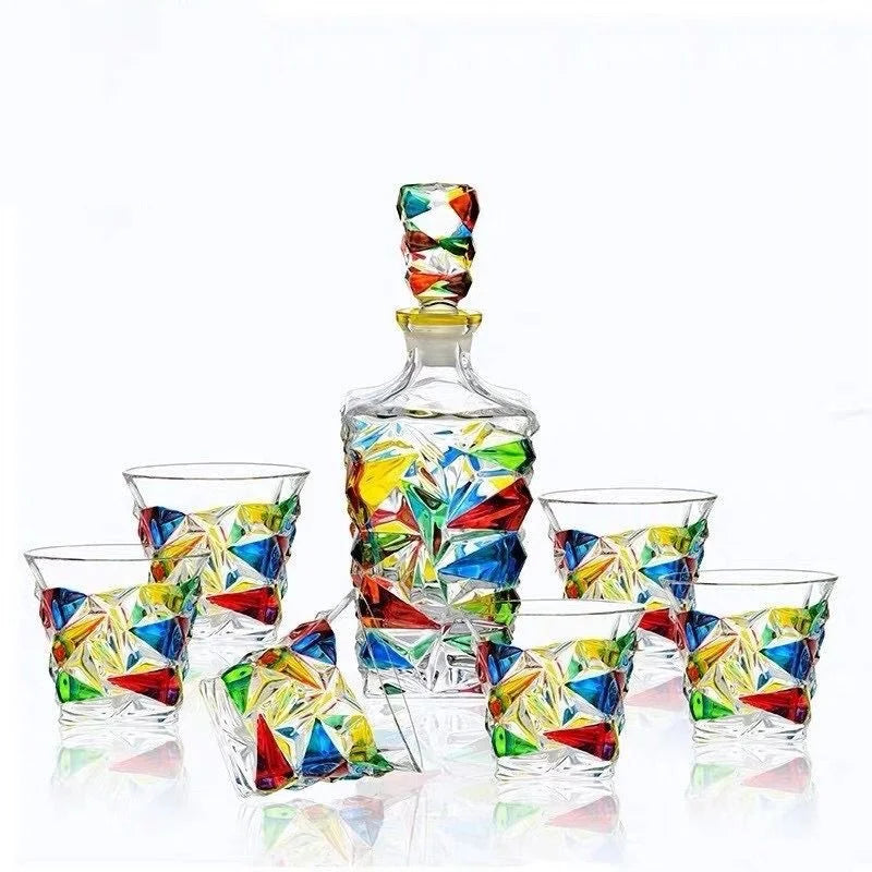 Crystal Glass Wine Decanter with Cups