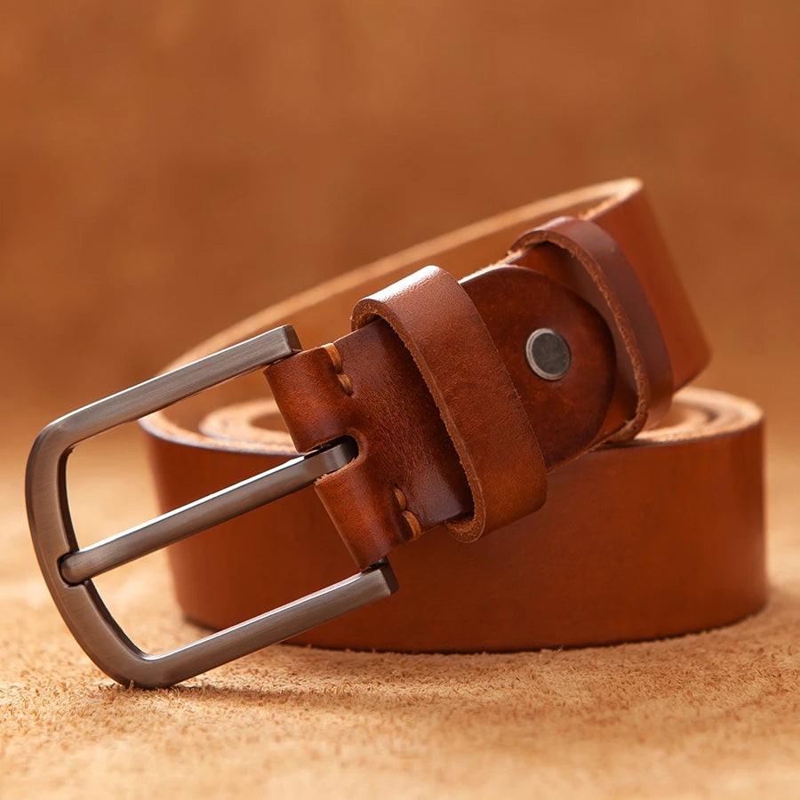 Top Cow Genuine Leather Vintage Brown Cowboy Belt for Men