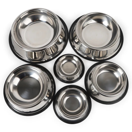 Stainless Steel Paw Print Dog & Cat Bowls