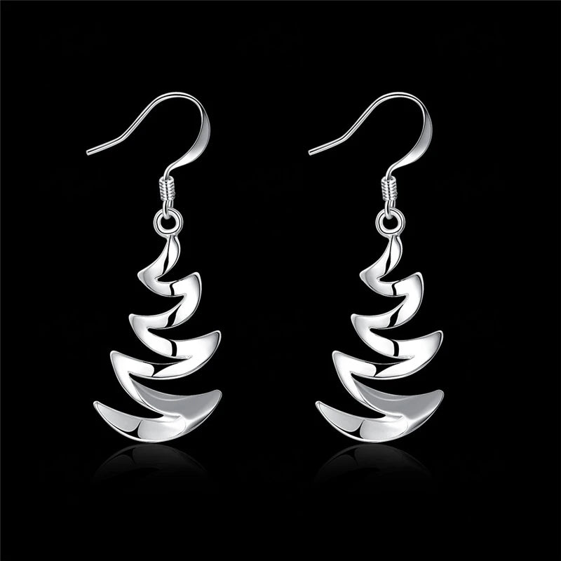 925 Sterling Silver Crescent Drop Earrings