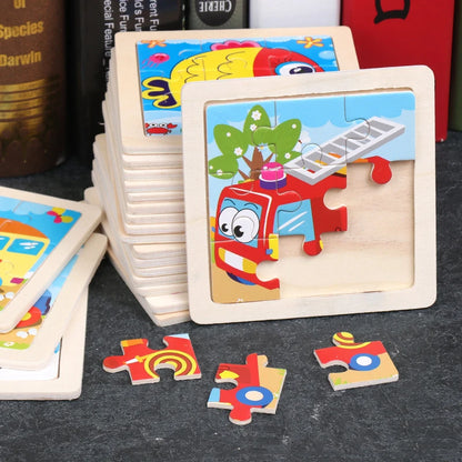 Kids Wooden 3D Jigsaw Puzzle – Cartoon Animals & Traffic Designs