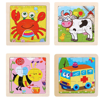 Kids Wooden 3D Jigsaw Puzzle – Cartoon Animals & Traffic Designs