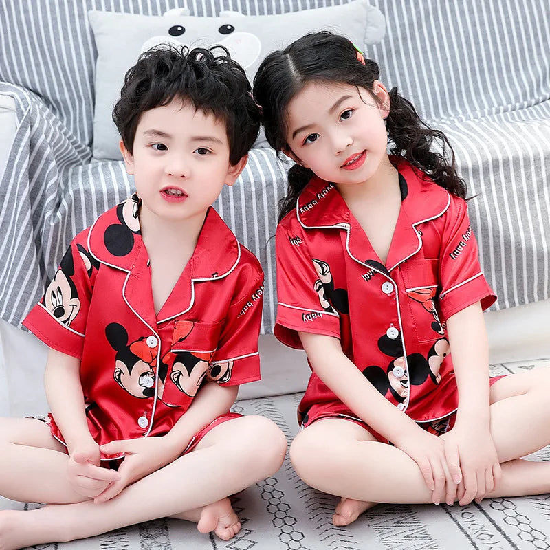 Silk Satin Summer Tops & Pants | Boys & Girls Pajama Sets