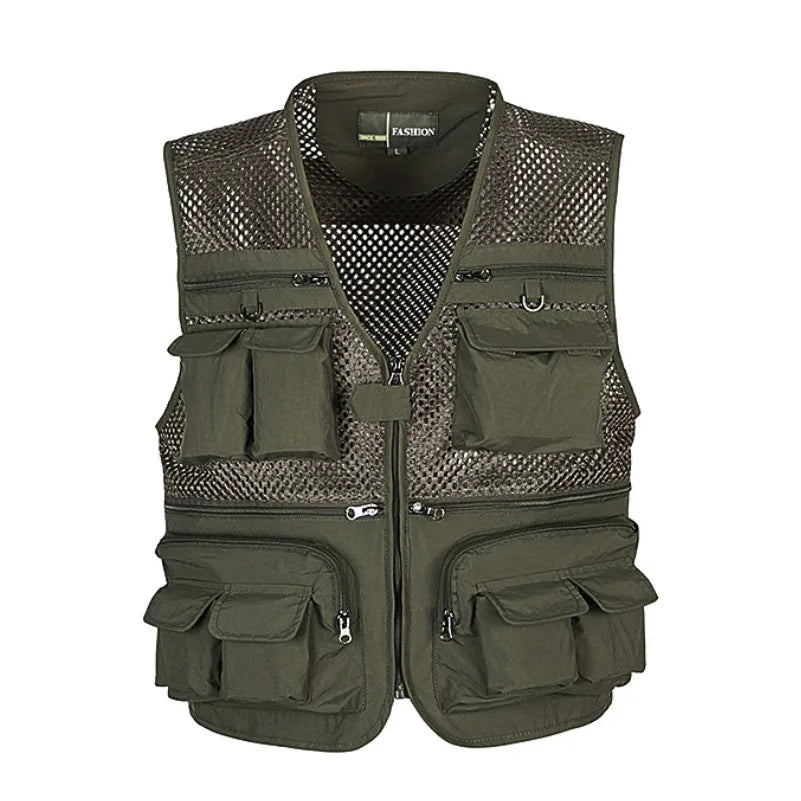 Men's Tactical Outdoor Webbed Gear Coat - Multi-Pocket Fishing Vest