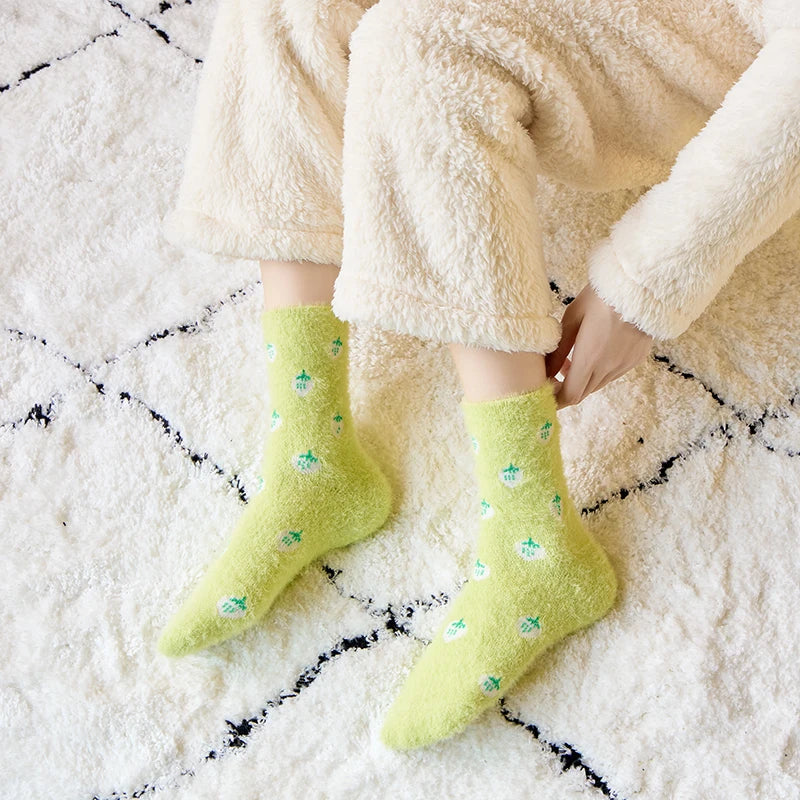 Fluffy Socks for Girls in Trendy Pattern