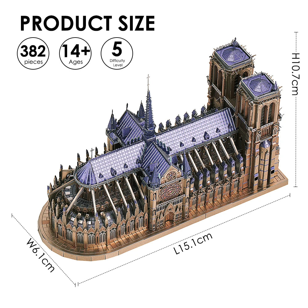 Piececool 3D Metal Puzzles – Notre Dame Cathedral Kit