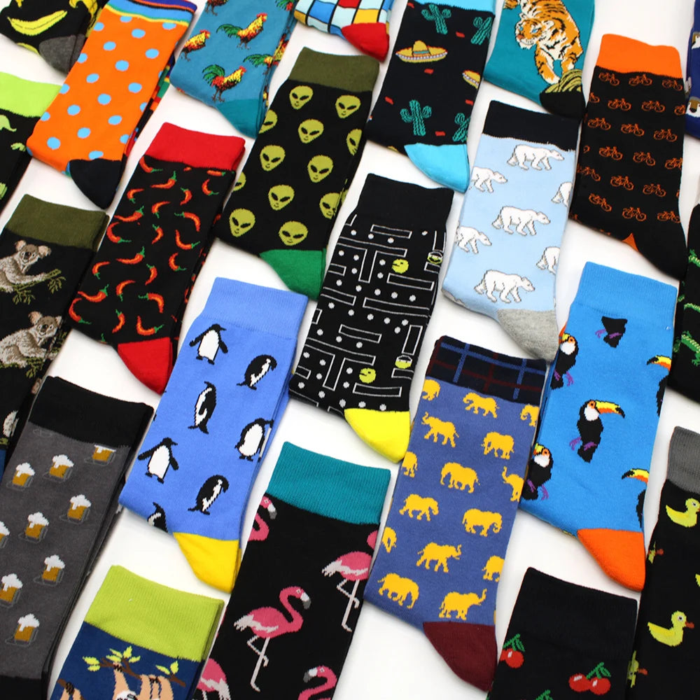 New Hiphop Cotton Men's Socks in Animal & Funny Designs Series 5