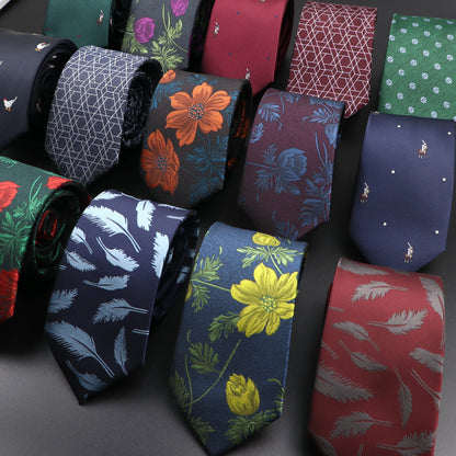 Novelty Men's Floral &amp; Geometric Tie - Red &amp; Blue