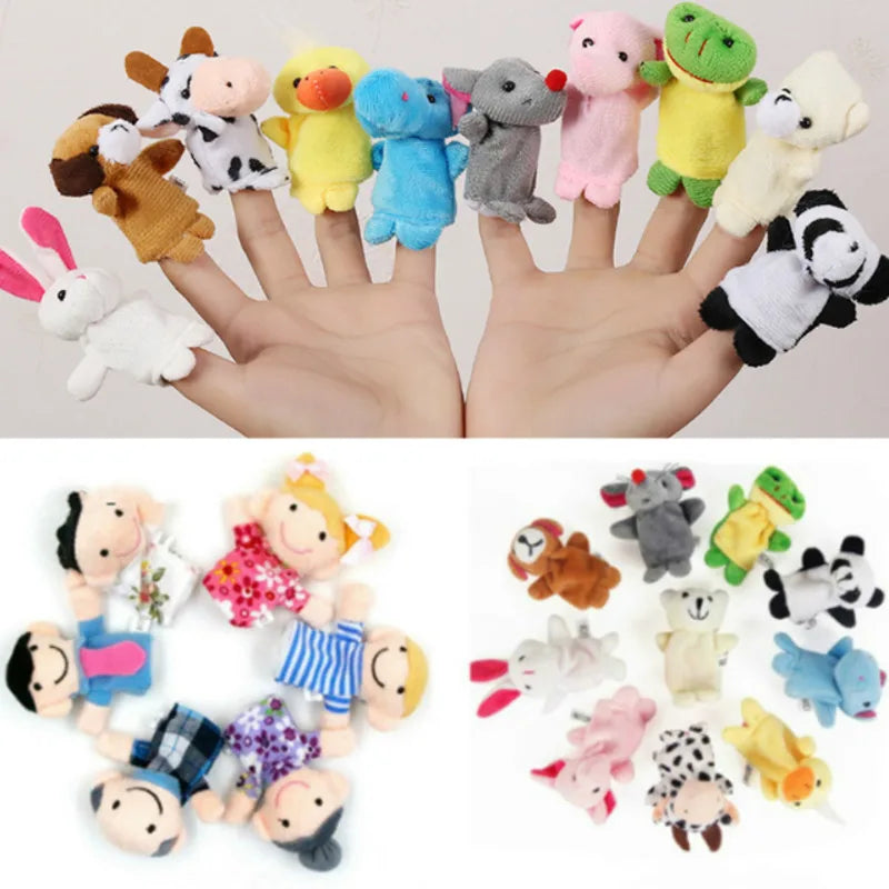 Baby Plush Cartoon Animal Family Finger Puppets