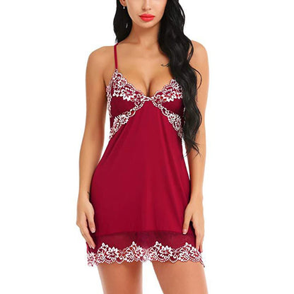 Silk Satin Nightgown | Lace Babydoll Sleepwear for Women