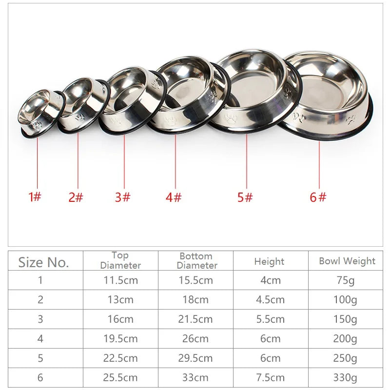 Stainless Steel Paw Print Dog & Cat Bowls