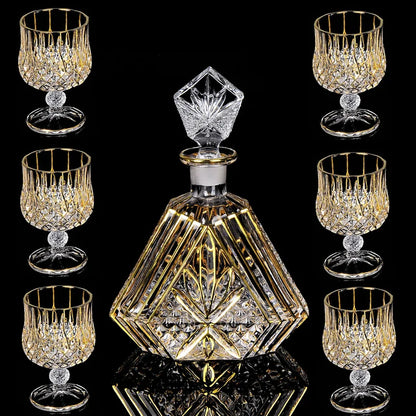 Crystal Glass Wine Decanter with Cups