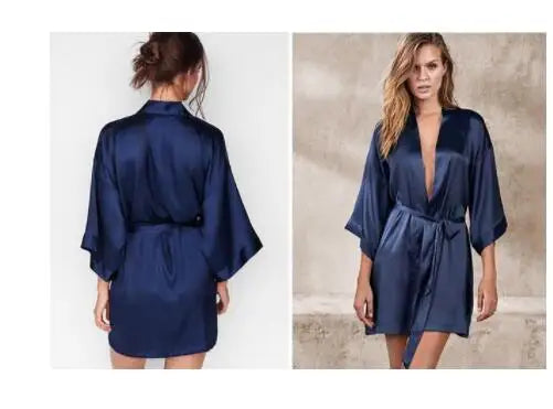 Satin Kimono Bathrobe | Mini Nightgown for Women