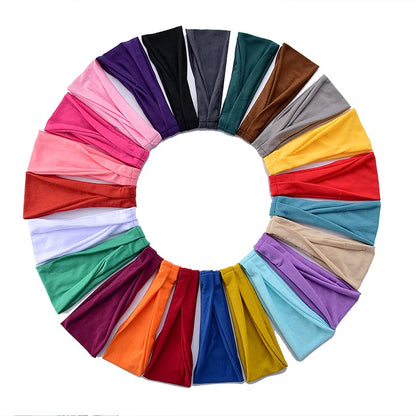 Women's Solid Color Elastic Turban Headbands | Versatile Cotton Bandanas