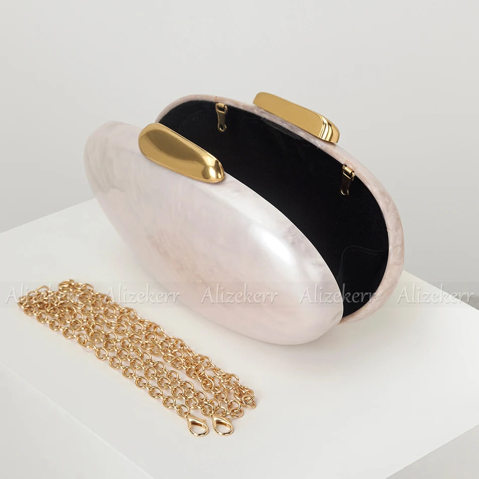 Oval Shaped Acrylic Evening Handbags | Elegant Clutch Purses for Women