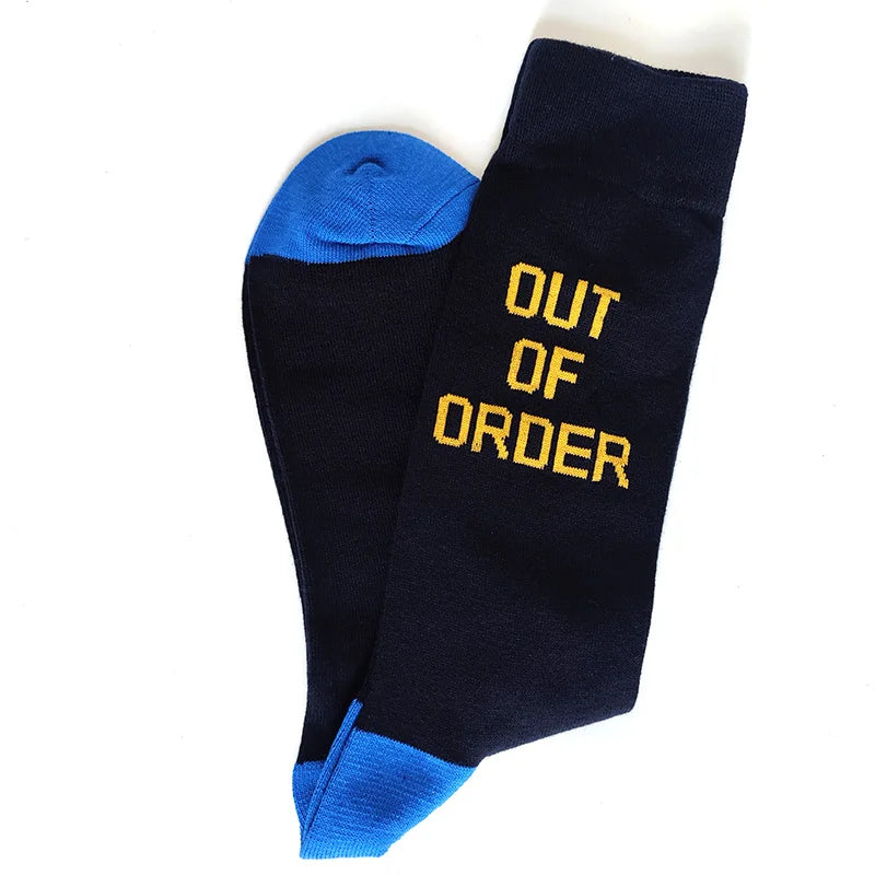 Men's Cotton Funny Socks - Stylish Letter Patterns