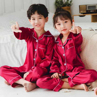 Children’s Silk Satin Pajamas Set | Autumn Sleepwear for Boys & Girls