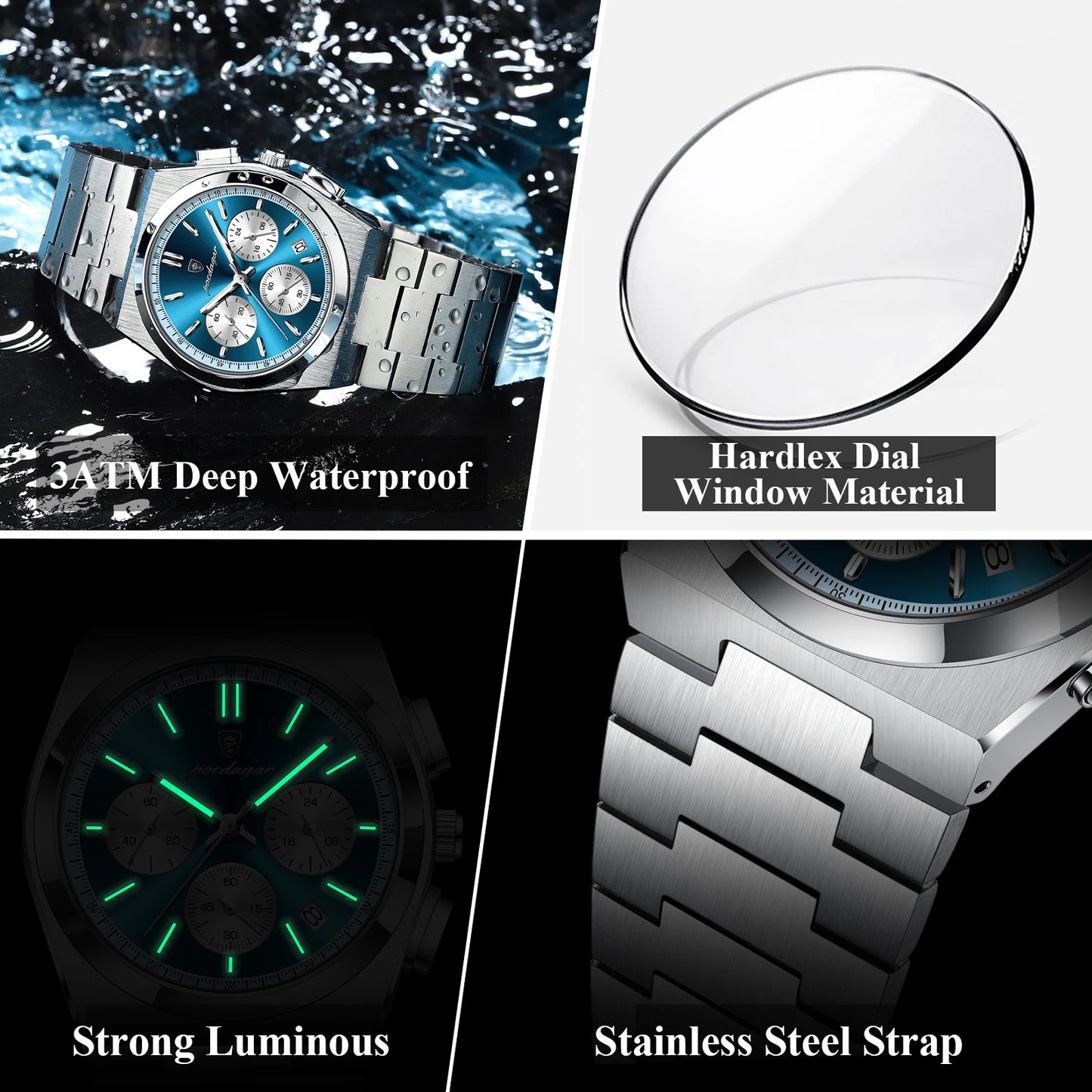 Luxury Men's Quartz Watch – Waterproof Stainless Steel