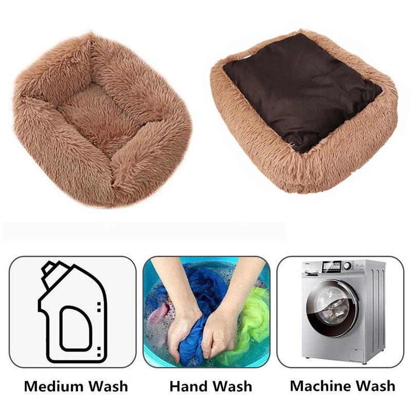 Washable Plush Dog Bed - Soft, Warm Cushion for Winter