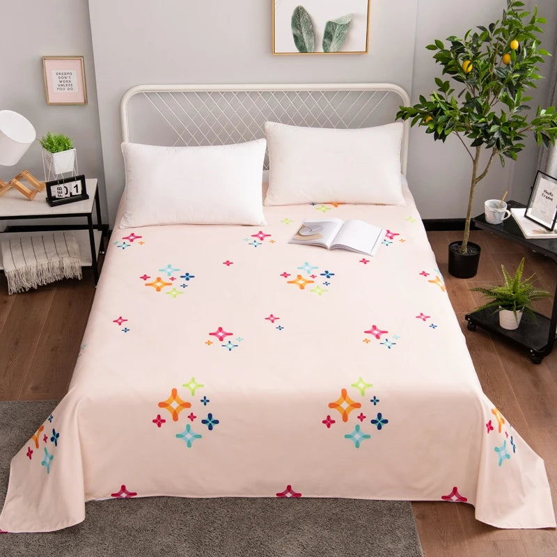 Soft Home Bed Linen Sheets | Flower & Animal Design | Queen Size Flat Sheets