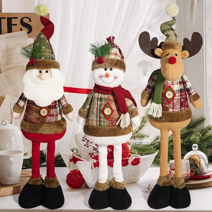 Christmas Santa, Snowman & Reindeer Plush Dolls - Table & Mantel Decorations