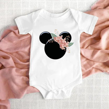 100% Cotton Baby Clothes – Minnie Mouse Head Newborn Bodysuit