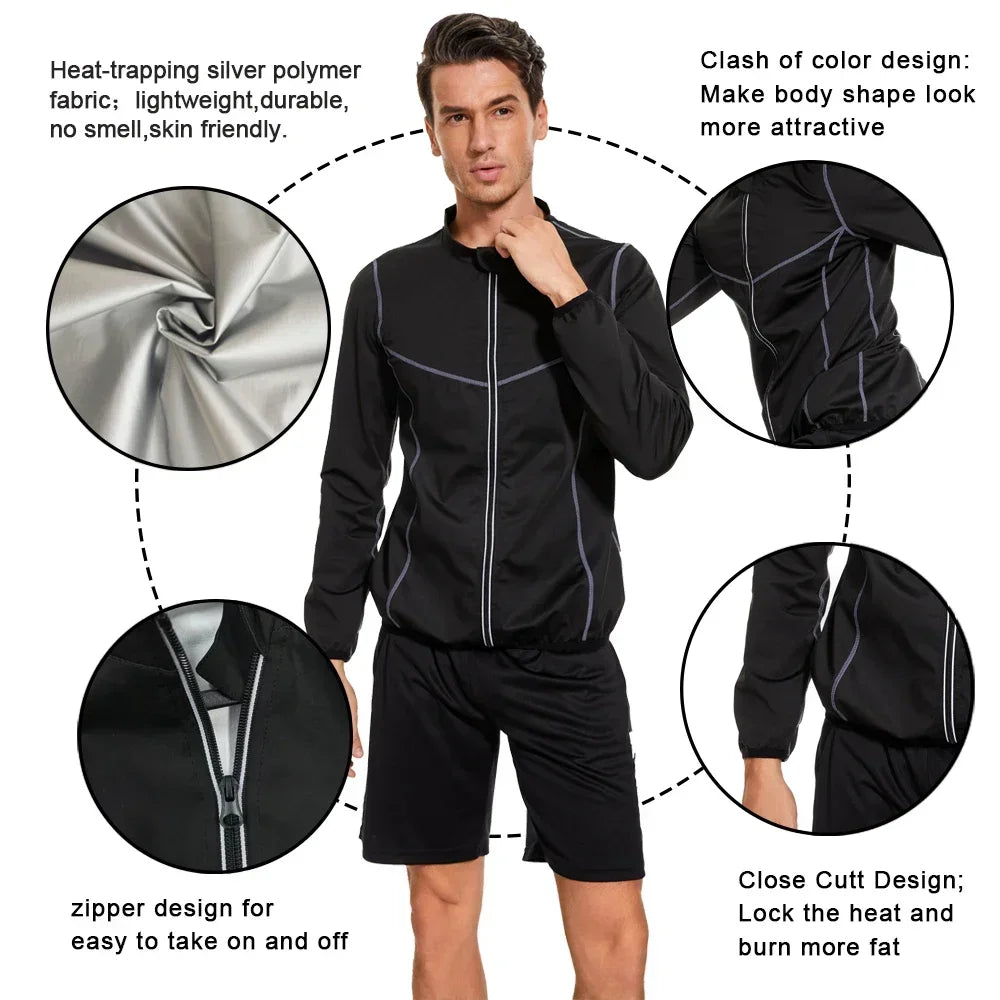 Men's Weight Loss Sauna Jacket: Thermal Sweat Body Shaper for Fat Burning