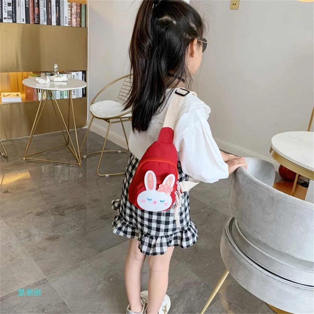 Cute Rabbit Crossbody Bag for Girls | Mini Cartoon Canvas Chest Bag | New Large Capacity Kids Wallet