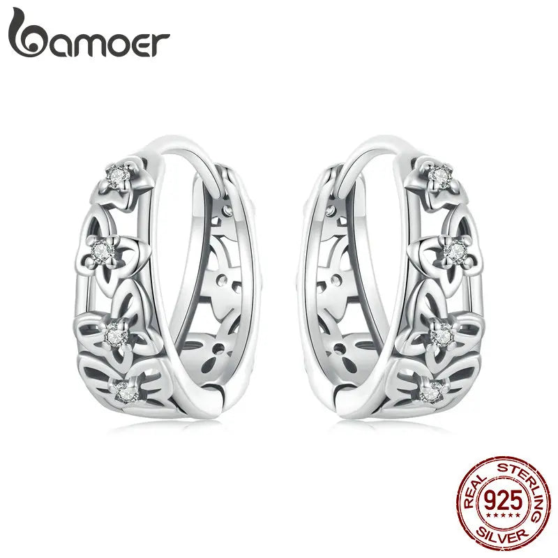 925 Sterling Silver Butterfly Hoop Earrings